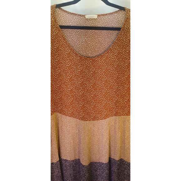 ODDI Color Blocked Tunic Ribbed Flowy Tiered Boho Top Size 2XL Rust Beige Blue - Picture 5 of 8